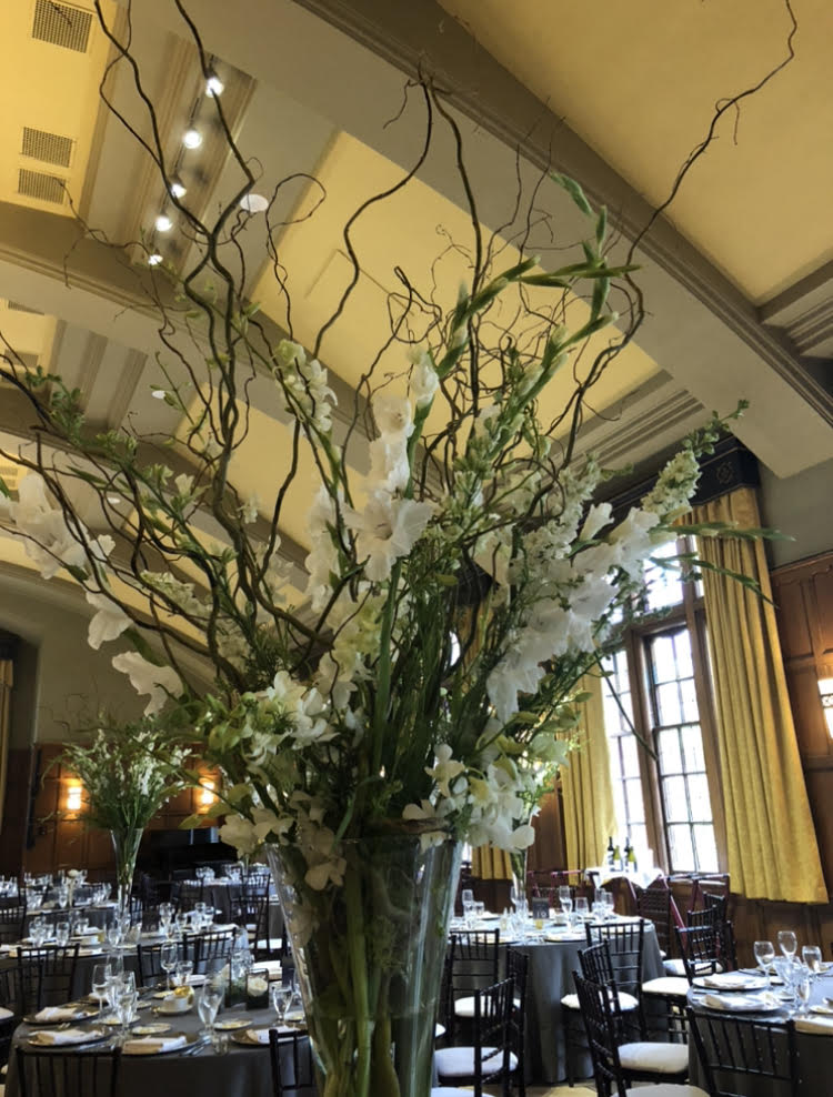 Wedding reception, branches, green